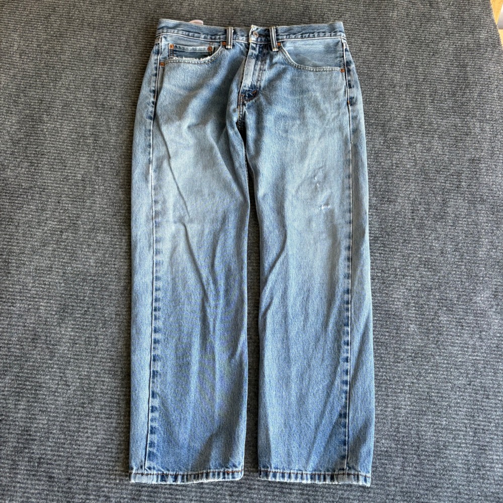Levis 505 Regular Fit Mens Jeans 34x29 Light Wash Blue Straight Leg Denim